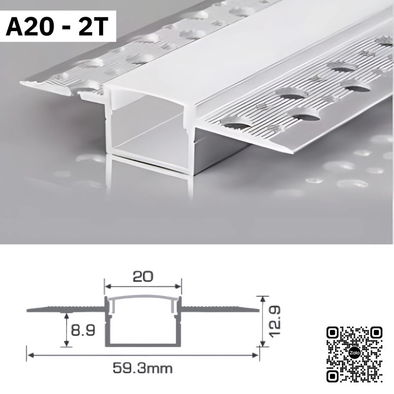 Thanh Nhôm Giấu Viền Dài 1m5 | A20-2T